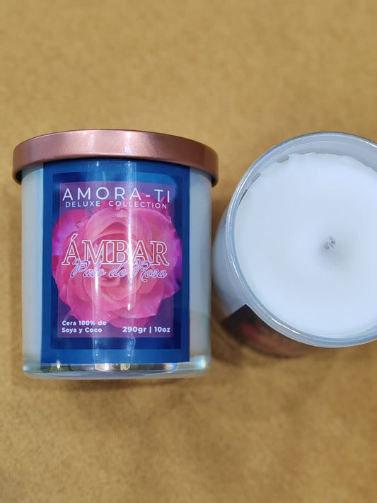 Vela Ámbar y Palo de Rosa