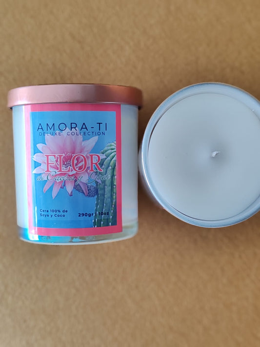 Vela Flor de Cactus y Jade