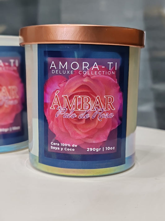 Vela Ámbar y Palo de Rosa