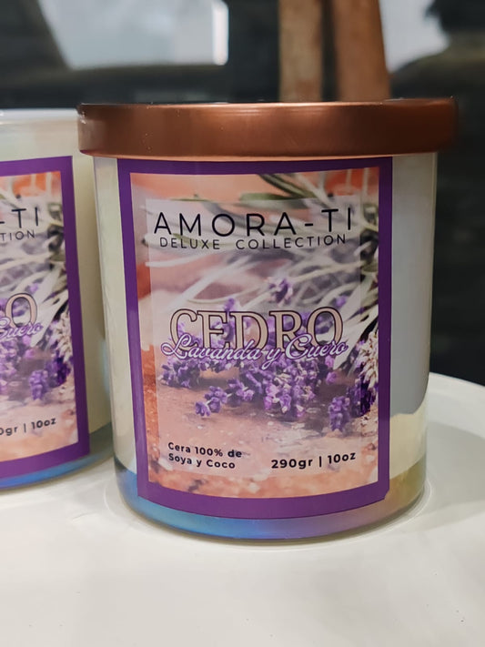 Vela Cedro Lavanda y Cuero