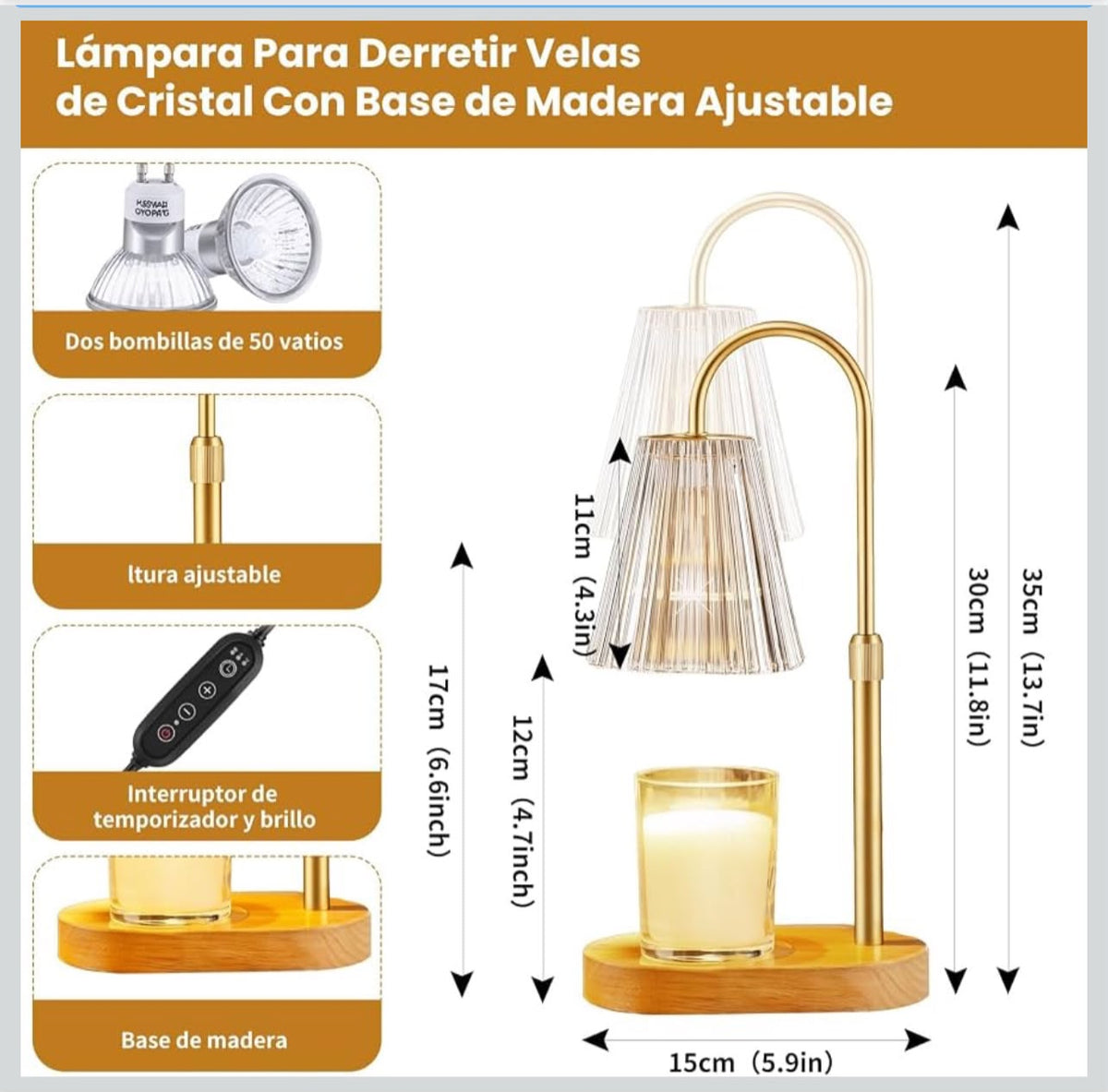 Lámpara Calentador para Velas